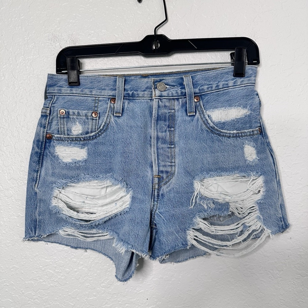 Levi's 501 Original Shorts Womens 25 Distressed, High Rise Cutoff Denim NWOT